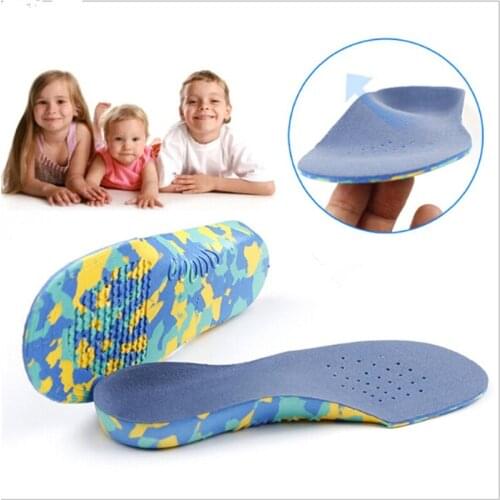 Children Foot Arch Support Orthotics Insoles Breathable Sports Printed Correction Care Kid Unisex Flat Stretch Soles Shoe Pad