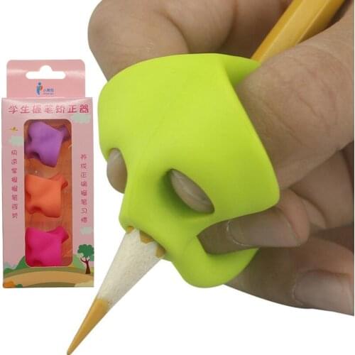 3pc Magic Grip Pencil Help Beginner Writing Silicone Toys Baby Double Thumb Posture Correction Pen Tool Student Education