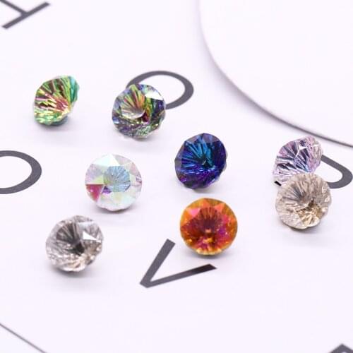 Pointback Glue On Nails Rhinestones 8mm DIY Decoration Rivoli Rhinestones Shiny Round Shape Glass Crystal Rhinestones