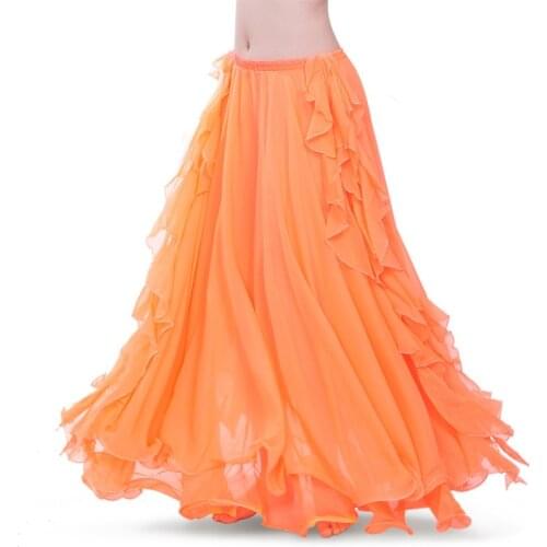 Chiffon Double High Slits Oriental Belly Dance Skirts For Women (Without Belt) Bellydance Costume Accessoires Skirt