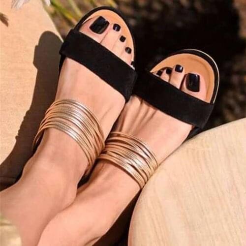 Women Rome Sandals Summer Retro Gladiator Non-Slip Flat Slippers Ladies Party Office Shoes Beach Sandals Slides Plus Size