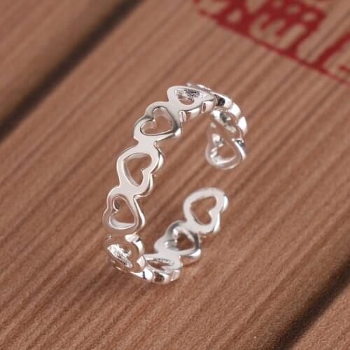 Wholesale 100% Real Silver Color Love Heart Rings For Women Statement Jewelry Female Finger Ring anillos mujer bijoux