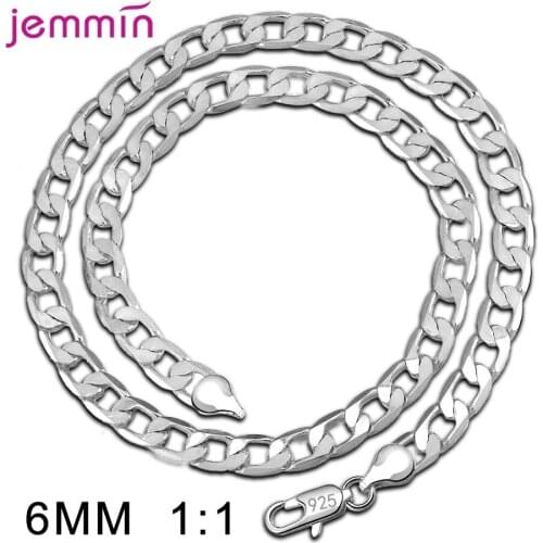 Boutique Women 925 Sterling Silver Link Chain Necklaces Jewelry Friendship Gift 6 mm Thickness Length 16 18 20 24 Inches