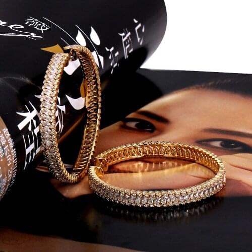 TIRIM Luxury Full Crystal Big Hoop Earrings For Women Cubic Zircon Banquet Nigeria Party Jewelry Wedding Prom Anniversary Gift