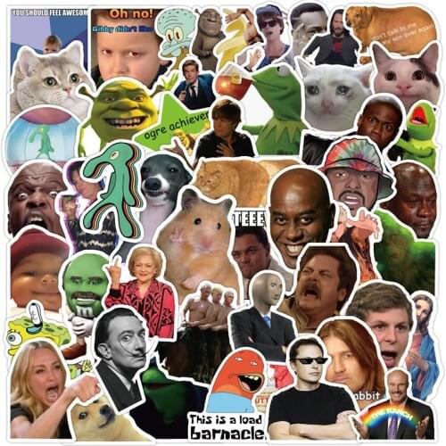 50PCS Classic Funny Meme Stickers Fridge Guitar Laptop Motorcycle Luggage Skateboard Graffiti Joke Sticker Decal Kid Toys