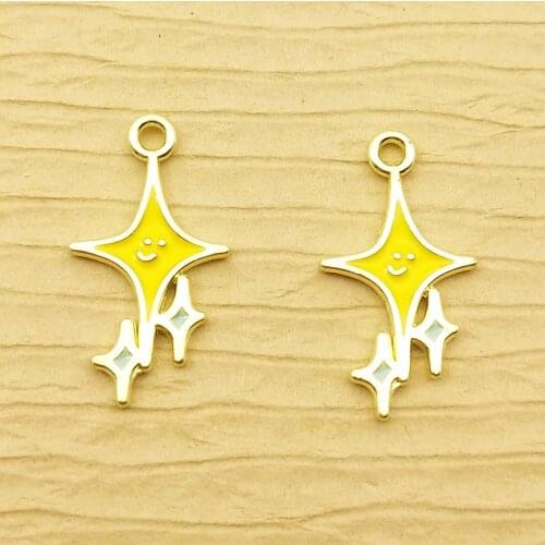 10pcs 11x21mm enamel smile star charm for jewelry making crafting fashion earring pendant necklace charm bracelet charm