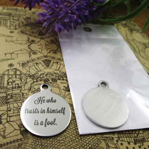 10pcs--"He who trusts in himself is a fool."stainless steel styles for choosing DIY Charms Bible gold sentence