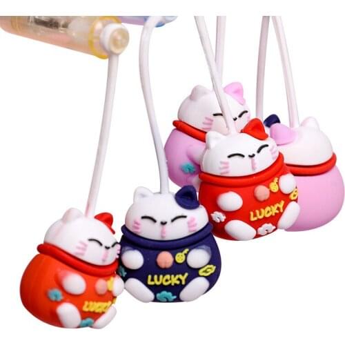 12 PCs Neutral Pen Creative Net Red Cat Pendant Gel Pens Student Lucky Cat Signature Pens for School Writing Tools Wholesale