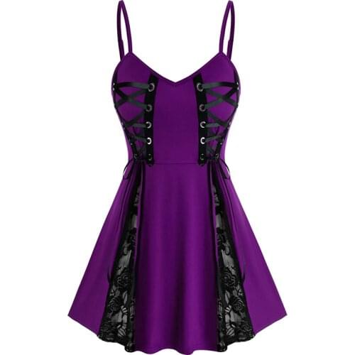 2021 Summer High Waist Vintage Women Lace Layered Dip Hem Sleeveless Sling Bandage Corset Dress For tver Party Dress Y2K Goth