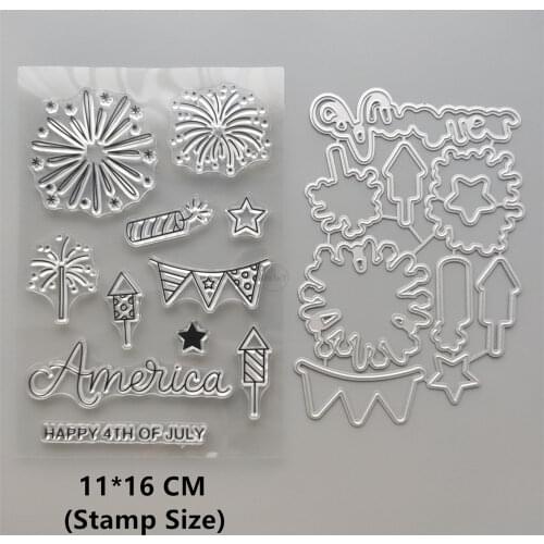 2021 New Fireworks Candle Clear Stamps and Metal Cutting Dies DIY Scrapbooking Embossing Album Seal Template Punch Stencils