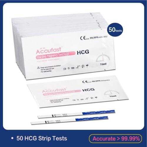 ACCUFAST 50Pcs HCG Pregnancy Test Kits For Women Free Shipping Fertility Test Strips Medical Private Disposable HCG Test Strips