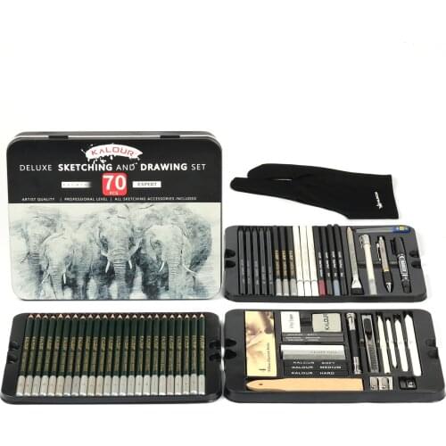 Professional 70Pcs Drawing Sketching Set Sketch Graphite Charcoal Pencils Tin Box Wood Pencils Set For Sketching Artist Supplies