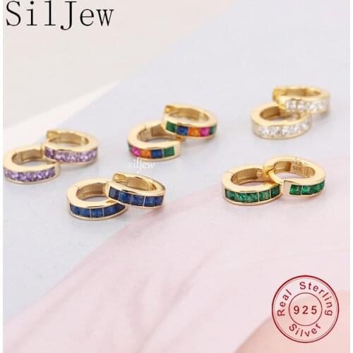 925 Sterling Silver Earring Fashion Blue Green Color Zircon Ear Ring Ear Buckle Metal Style Personality Woman Girl Boy Ear Jewel