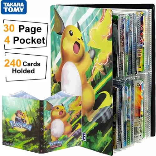 4 Pocket 240Pcs Pokemon Cards Album Book Playing Game Display Livre Pokémon Anime Collection Map Folder Binder Holder Kids Toys