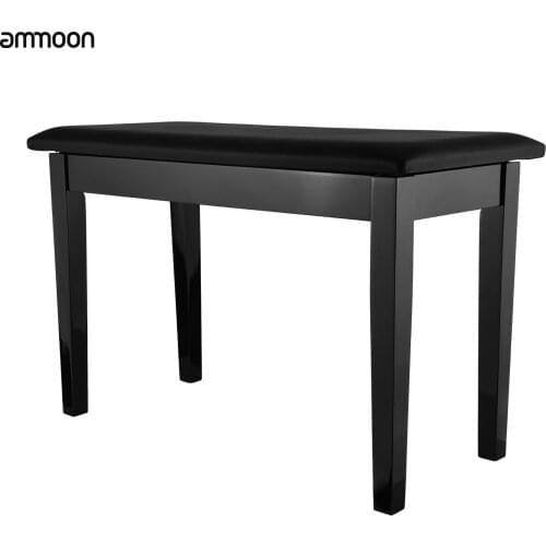 Ammoon Padded Piano Bench Stool Solid Wood with Music Sheet Holder PU Leather Cushion for Piano Playing