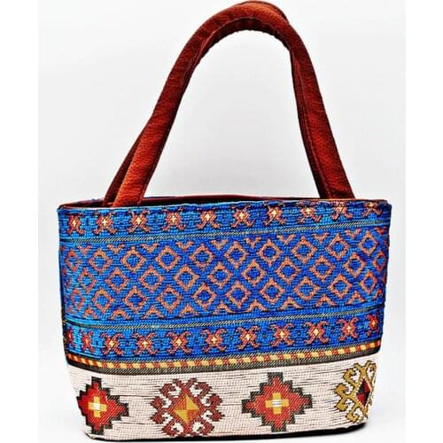 Authentic Anatolian Traditional Turkish Motifs and Figures Handbag Zipper Wallet From Premium Fabric