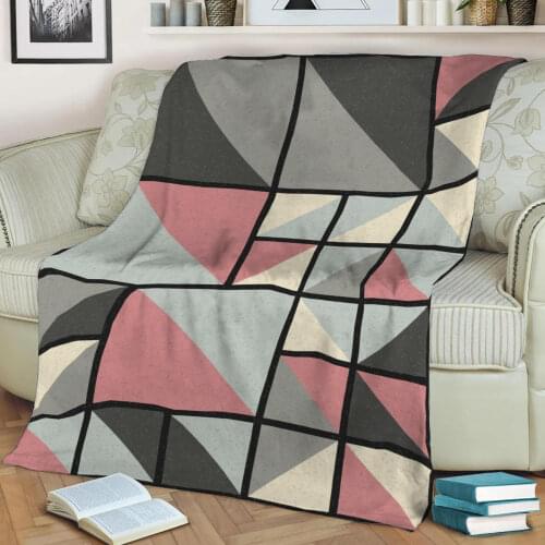 Abstract Geometric Pattern 3D Printed Velvet Plush Throw Fleece Blanket Bedspread Sherpa Blanket Home Decora
