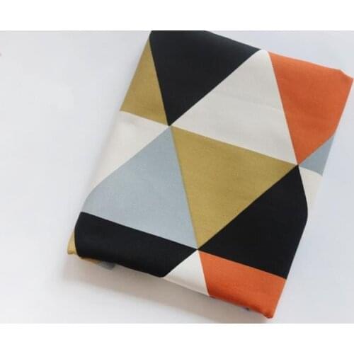 Free shipping Yellow gray triangular lattice thick cotton canvas cloth sofa fabric