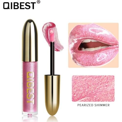 QIBEST Glitter Lipgloss Waterproof Vivid Color Long Lasting Shiny liquid Lipstick Lips Beauty Makup Pigment Cosmetic TSLM1