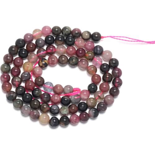 Natural Stone Beads Round Tourmaline Fashion Jewelry Loose Beads For jewelry making DIY Necklace Bracelet Accessories