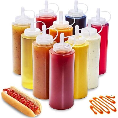 Condiment Squeeze Bottles BPA Free For Ketchup Mustard Mayo Hot Sauces Olive Oil Bottles Kitchen Gadget