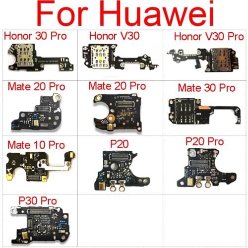 SIM Card Reader Holder Microphone Mic Module Connector PCB Board Flex Cable For Huawei Honor 30Pro V30 P30 P20 Mate 10 20 30 Pro