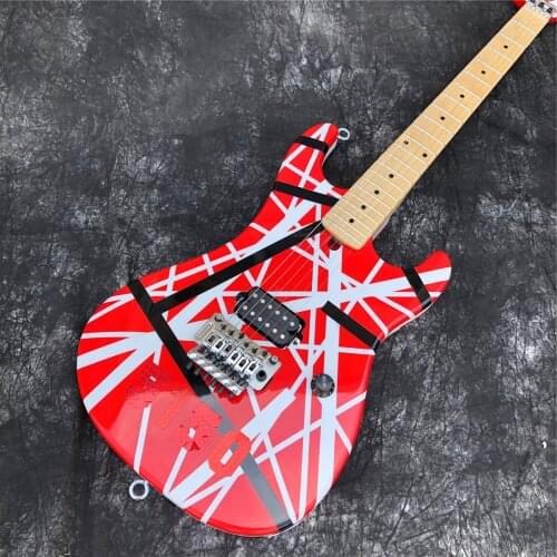 Factory 5150 Red and White Stripe Electric Guitar, Mape Fingerboard Guitars,Free Shipping