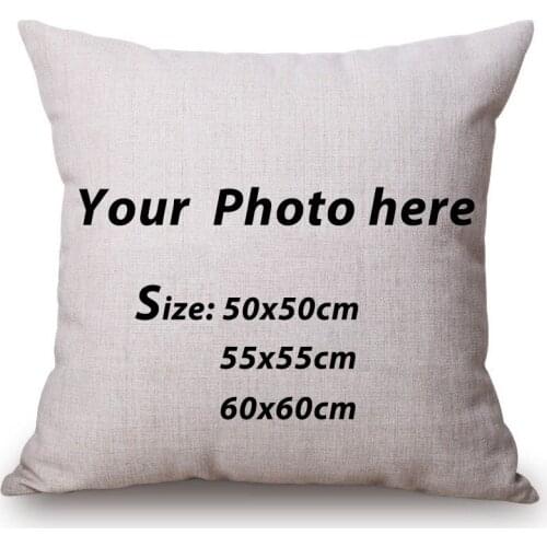 Personalize 24" Large Size Cushion Cover Customized Cotton Linen Big 60x60cm Sofa Throw Pillow Cover Anniversary Gift Pillow 20"