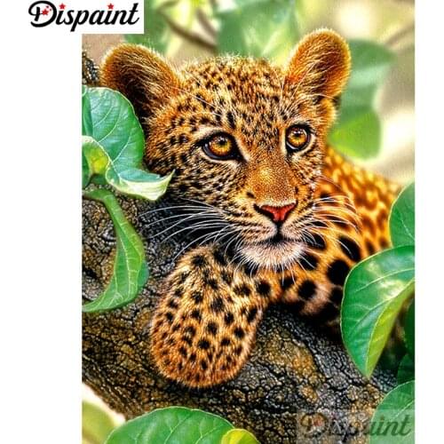 Dispaint Full Square/Round Drill 5D DIY Diamond Painting "Animal leopard scenery" Embroidery Cross Stitch 5D Home Decor A11405