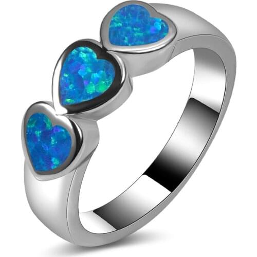 Hot Sale Exquisite Blue Fire Opal 925 Sterling Silver High Quantity Engagement Wedding Ring Size 5 6 7 8 9 10 11 A170