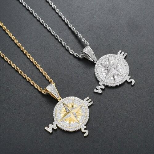Round Shape Brass Zircon Pendant Iced Out Necklace Hip Hop gift Jewelry CN213