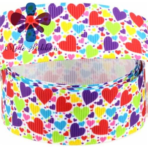 6mm-75mm Colorful Hearts Printed Grosgrain/Foe Ribbon DIY Christmas&Wedding Decoration Accessories diy hair band 50yards/roll