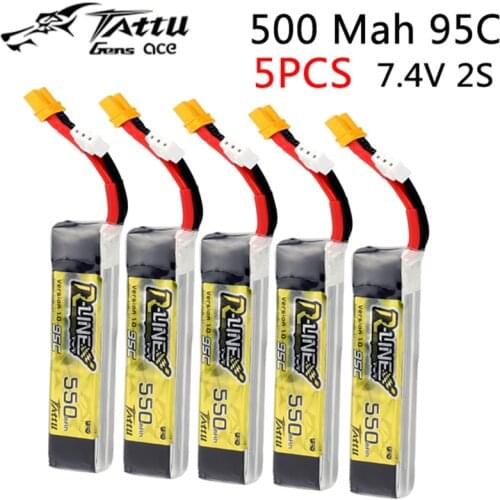 Tattu R-Line 1.0 LiPo Rechargeable Battery 2S 3S1P 550mAh 95C 7.4V 11.1V Pack With XT30 Plug for RC FPV Racing Drone Quadcopte
