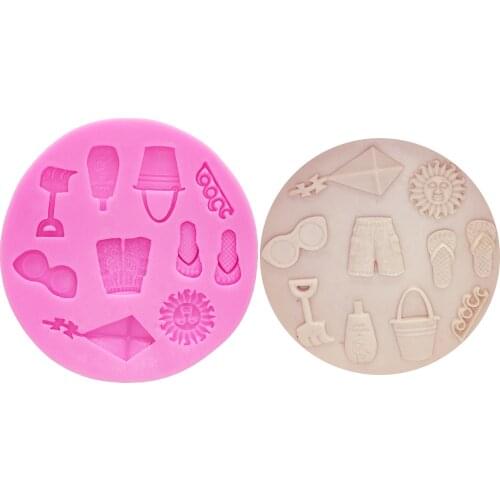 M0483 Beach sun/shorts/slippers/kite cake decorating tools silicone mould baking accessories