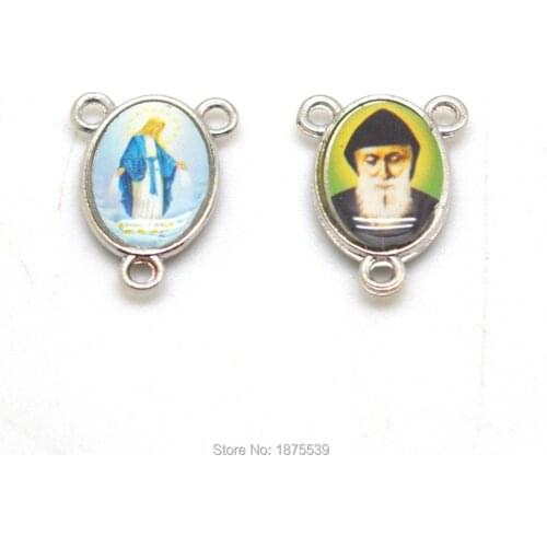 Charbel and Blue Mary Small Size Rosary Center Medals