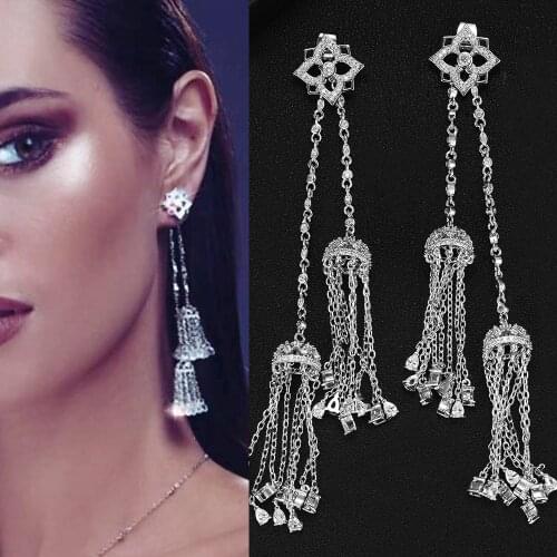 Missvikki boucle d'oreille femme 2021 Statement Women Bridal Wedding Long Earrings Luxury Delicate Detachable Pendant Earrings