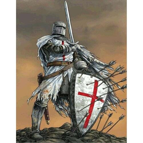 DIY Painting By Numbers Knight Shield Oil Coloring By Numbers 40x50cm Wall Art Canvas Picture Hand Painted Home Decoration Gift