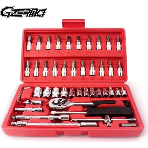 GZERMA 46Pcs Multifunctional Wrench Socket Set Professional Screwdriver Repair Tool Sets for Car Bike Bicycle Repair Tools Kit