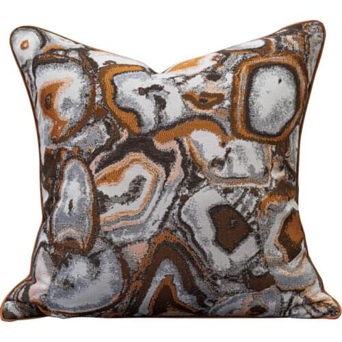 DUNXDECO Orange Brown Color Cushion Cover Couch Decorative Pillow Case Luxury Art Home Vintage Abstract Geometric Sofa Coussin