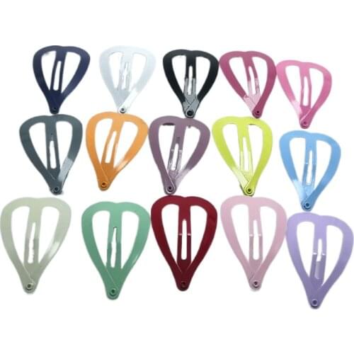 100pcs New 4Cm Big Snap Heart Hair Clip Korean Pet/Baby Girl Hair Clips Metal Barrettes Hairpins Cute Candy Color Bb Hairclips