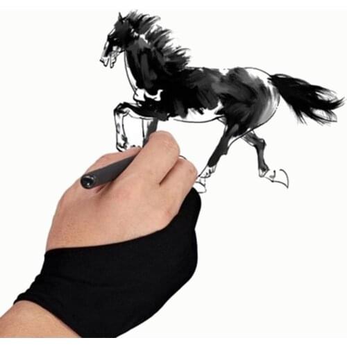 1Pc Artist Drawing Two Finger Glove Anti-fouling Black for Drawing both For Right And Left Hand Write Supplies 2020