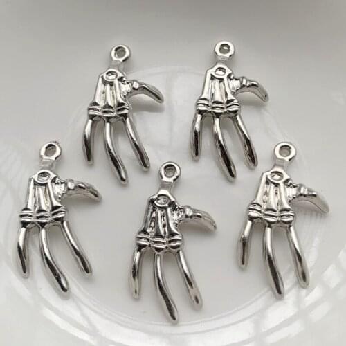 25pcs silver claw pendant Halloween decoration Diy jewelry making accessories for sale at a low price