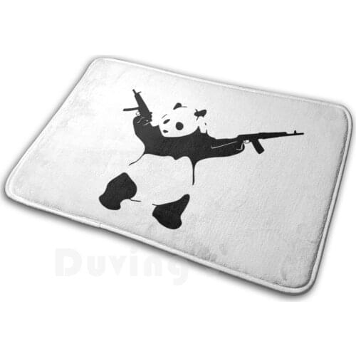 BanksyS Panda Holding Assault Rifles Mat Rug Carpet Anti-Slip Floor Mats Bedroom Banksy Panda Gun Pro Ak 47 Ak47 Mp5 Rifle