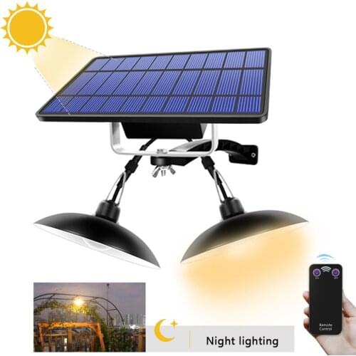 Lights Solar Christmas Double Head Solar Pendant Light Outdoor/Indoor Waterproof Warm White/White Led Lamp For Garden Decoraion