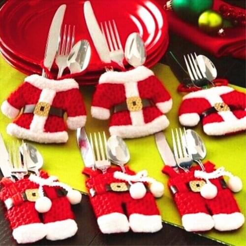 Christmas Desktop Decoration Christmas Knife And Fork Set Decoration Cutlery Set Christmas Small Clothes Small Pants