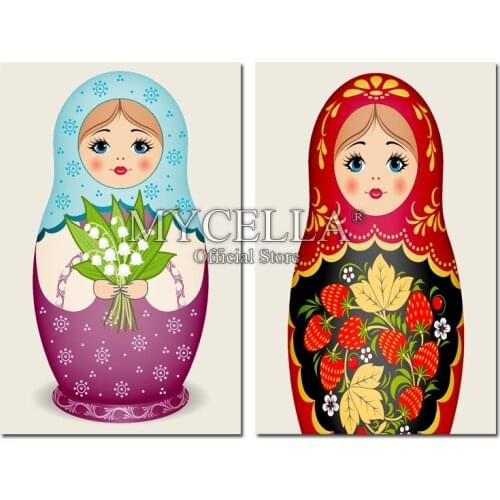 Russian Doll 5d Diy Diamond Painting Cross Stitch Kits Cartoon Embroidery Mosaic Pictures Full Rhinestones Home Decoration