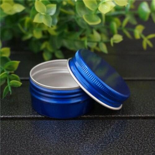 30g 47*24mm Blue Empty Refillable Round Aluminum Box Metal Tin Cans 30ml Cosmetic DIY Cream Containers Jar Tea Aluminum Pot