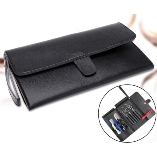 Foldable Hair Scissor Bag PU Leather Scissors Pack Barber Hairdressing Tool Pouch Case