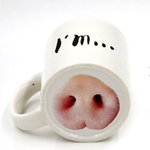 Funny Miss Piggy Nose Mug Ceramic Coffee Tea drinkware Donkey Pink Pig Nose Designed