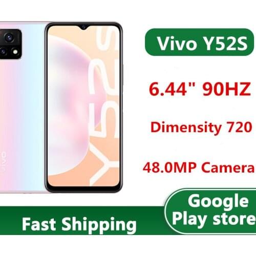 In Stock Vivo Y52S 5G Mobile Phone 48.0MP 3 Cameras 6.44" 90HZ 18W Charger Face ID Dimensity 720 Octa Core Fingerprint OTG GPS